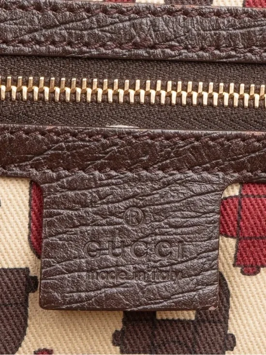 Gucci Beige GG Canvas Tote with Brown Leather and Green-Red Web - Picture 4 of 16